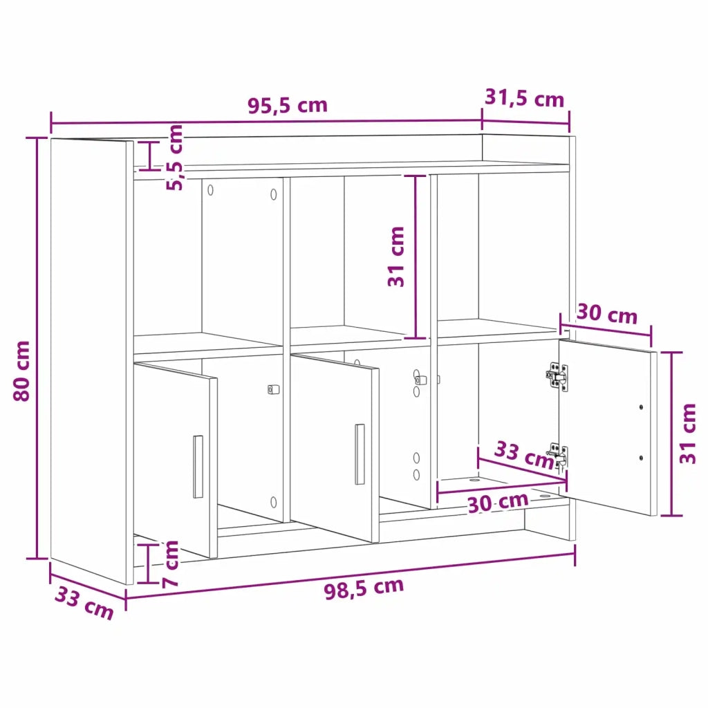 Credenza Sonoma grigio 98,5 x 33 x 80 cm Legno ingegnerizzato 8011144