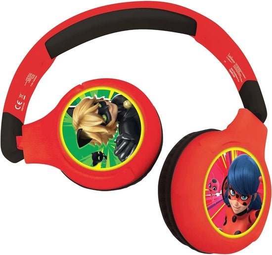 Cuffia Bluetooth 2 in 1 per Bambini - Senza Fili & Con Fili, Volume di Sicurezza, Ripiegabile & Regolabile in Rosso