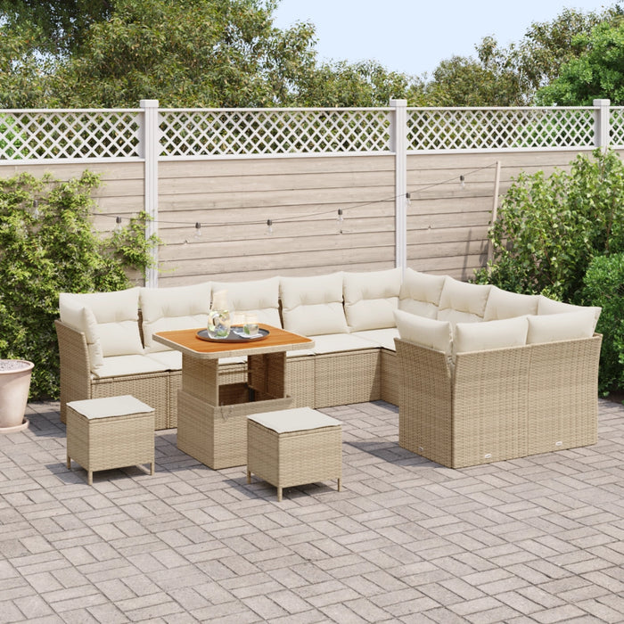 Set divani giardino  12 pezzi con cuscini beige in polyrattan