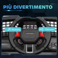 Macchina per Bambini Elettrica Fuoristrada 12V con Doppio Motore, Età 3-6 Anni, Telecomando e Luci, Bianco