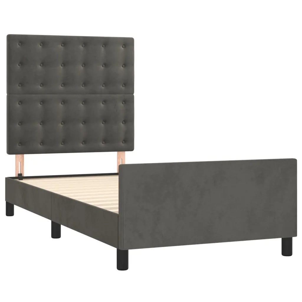 Giroletto con Testiera Grigio Scuro 80x200 cm in Velluto cod mxl 57742