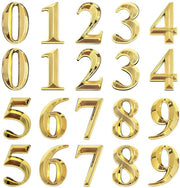 Numeri di Casa 3D - 20 Pezzi - Adesivi - Oro - Duraturo - Resistente all'Umidità - Progetto di Lusso - Numeri di Casa