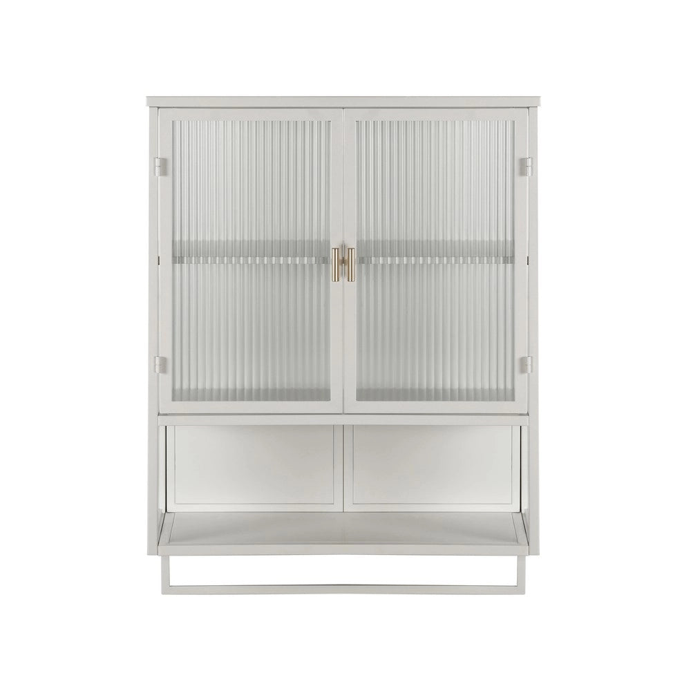Mobiletto Bagno con Ante in Vetro e Pensile ¨C MINIMAL ¨C Bianco, 60 cm