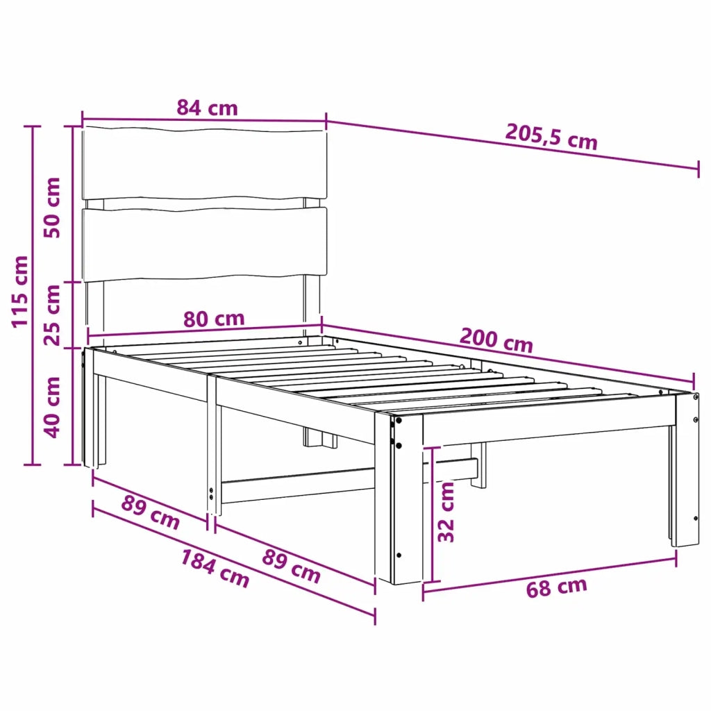Letto Singolo con Testiera ROSTOCK Bianco 80 x 200 cm 903496