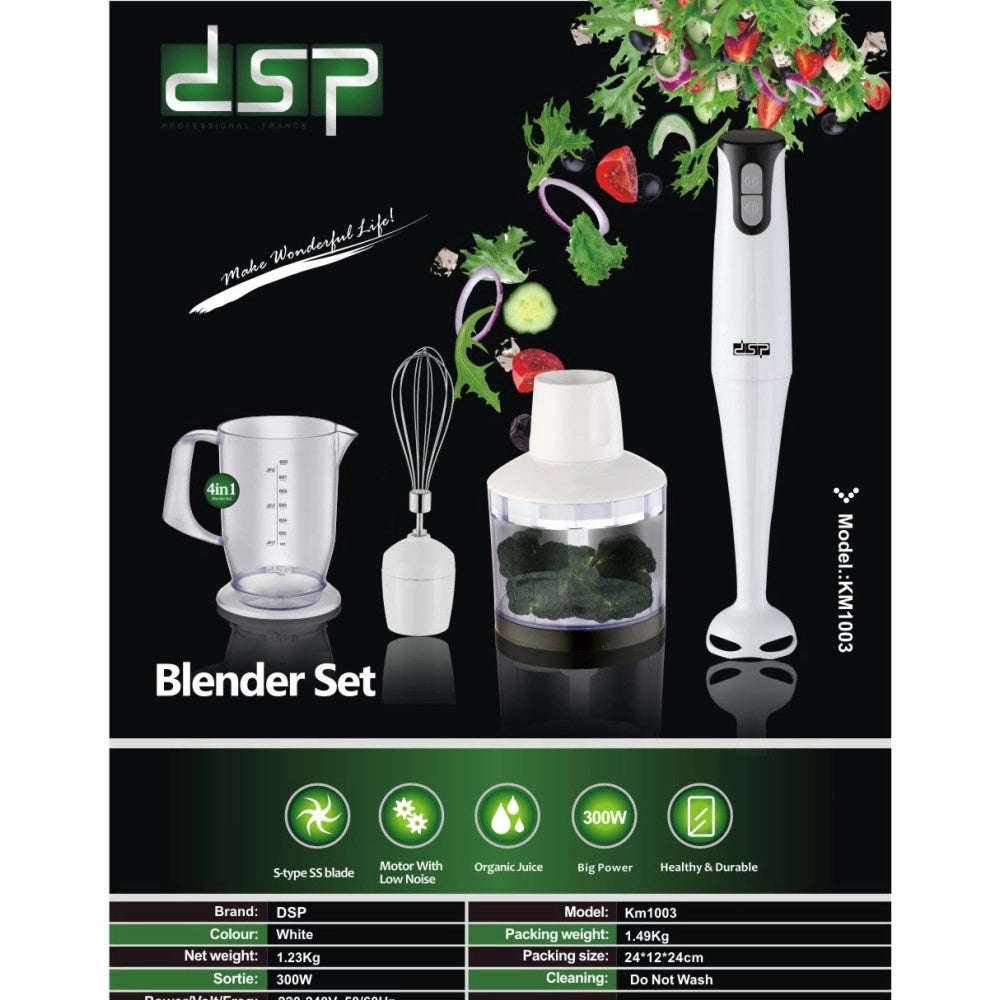 Trade Shop - Mixer A Immersione 2 Velocità Robot Da Cucina Sbattitore Mini Tritatutto 300w -
