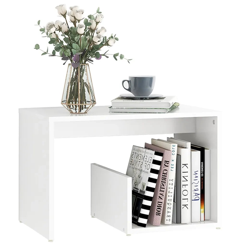 Tavolino Bianco 59x36x38 cm in Legno Multistrato 806696