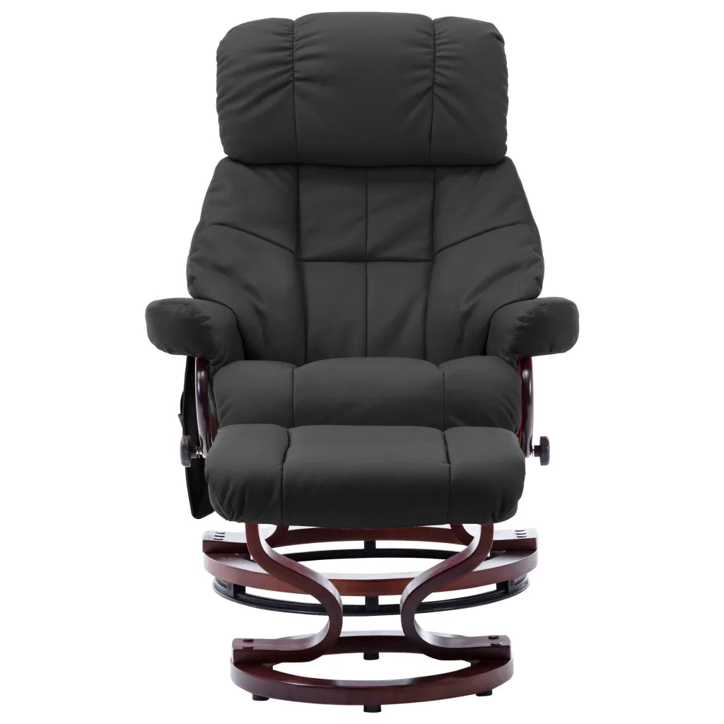 Poltrona Massaggi Reclinabile Grigia Similpelle e Legno Curvato 289868