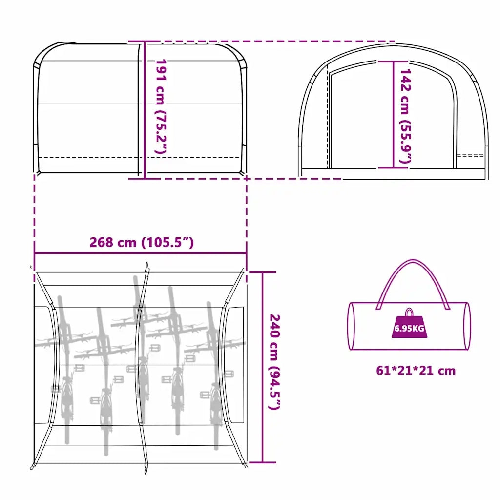 vidaXL Tenda Grigio e arancione 268 x 240 x 191 cm Poliestere