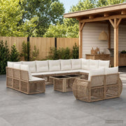 Set Divano da Giardino 13 pz Beige e Bianco Crema polyrattan 3437013