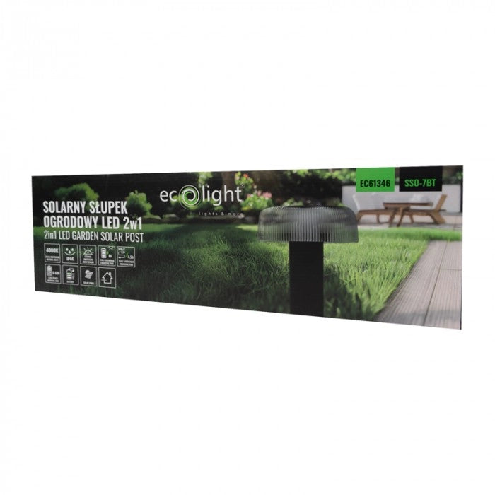 Paletto solare giardino nero 2,5W USB-C sensore Ecolight