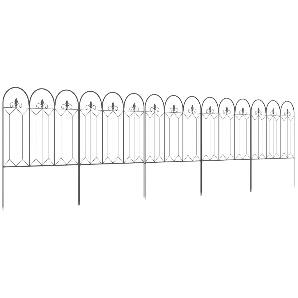 Recinzione Giardino Decorativa ¨C zephmum ¨C Nero Metallo 305x79.5 cm