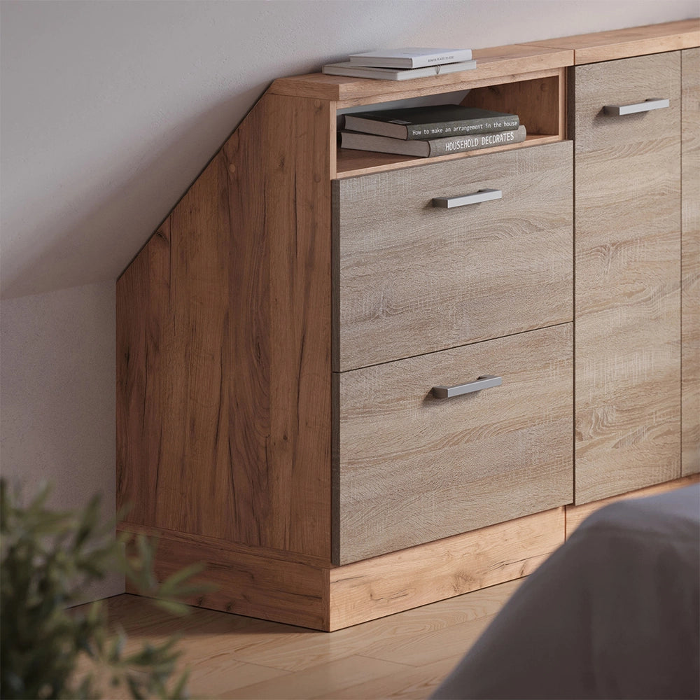 Mobile sottotetto Rion Sonoma/Rovere dorato con 2 cassetti Vicco