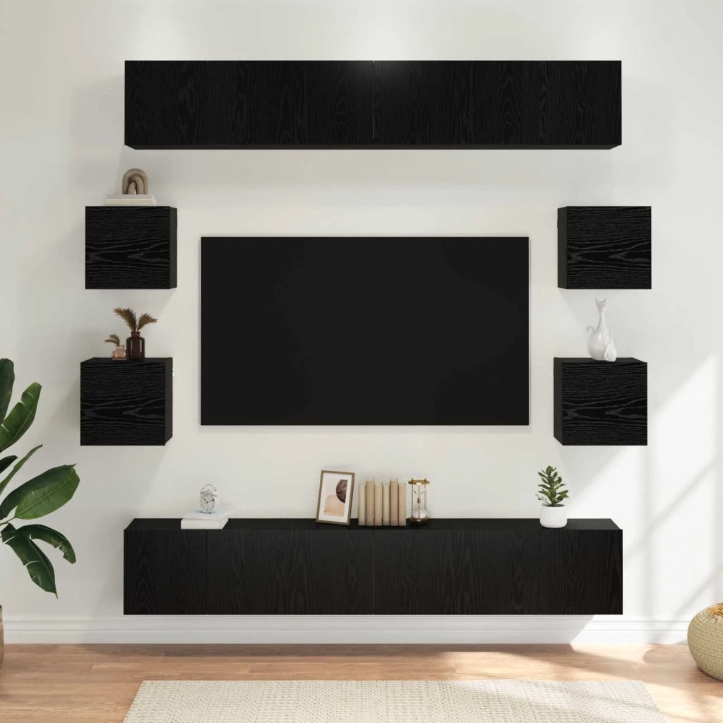 Set mobile TV 10 pcs 180 x 30 x 30 cm Rovere Nero