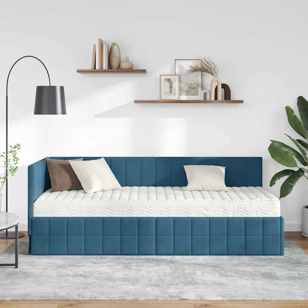 Struttura Letto Angolare con Materasso 2 pcs Blu Velluto 3393917