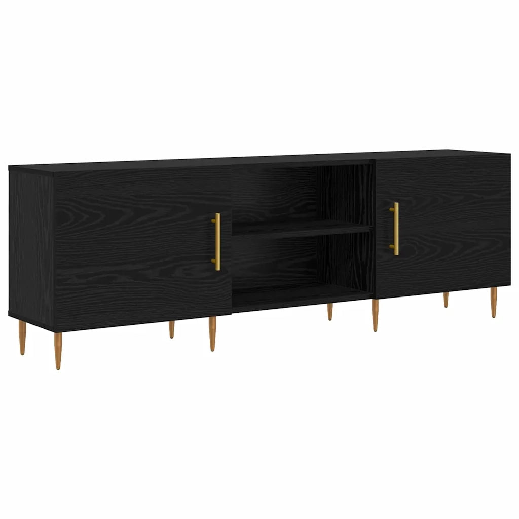 Mobile porta TV rettangolare moderno con finitura opaca 150 x 30 x 50 cm con pratico vano contenitore in legno nero 02_0052514