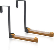 Maniglie per porta in metallo e legno - 2 pezzi - Maniglia per porta con supporto per capi e asciugamani - Nero con strisce antiscivolo