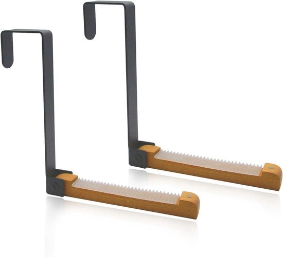 Maniglie per porta in metallo e legno - 2 pezzi - Maniglia per porta con supporto per capi e asciugamani - Nero con strisce antiscivolo