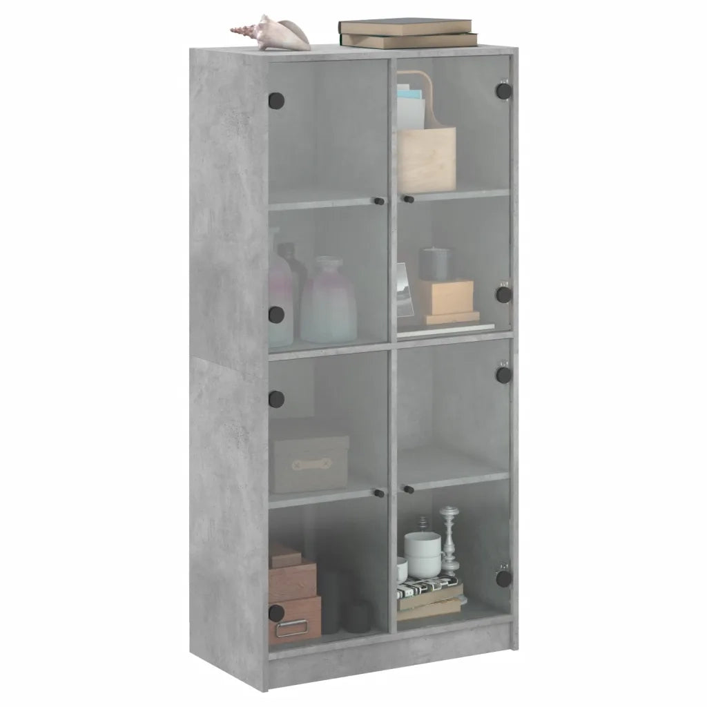 Credenza con Ante Grigio Cemento 68x37x142 cm Legno Multistrato 487610