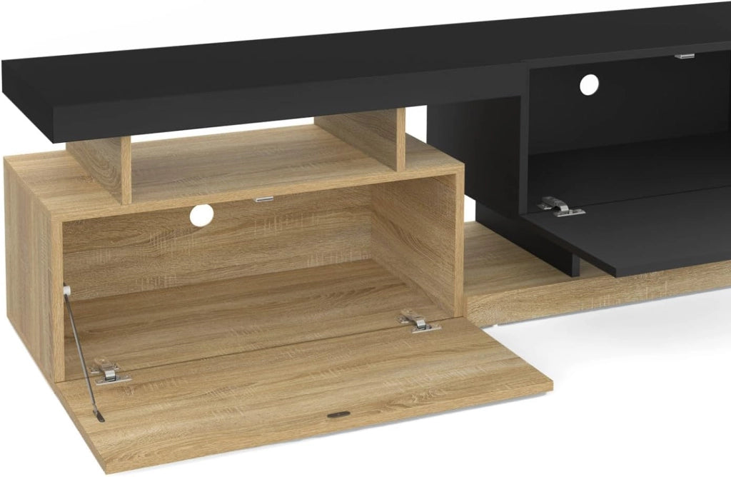 ANGULO 140 cm Porta TV a 2 ante effetto legno e nero