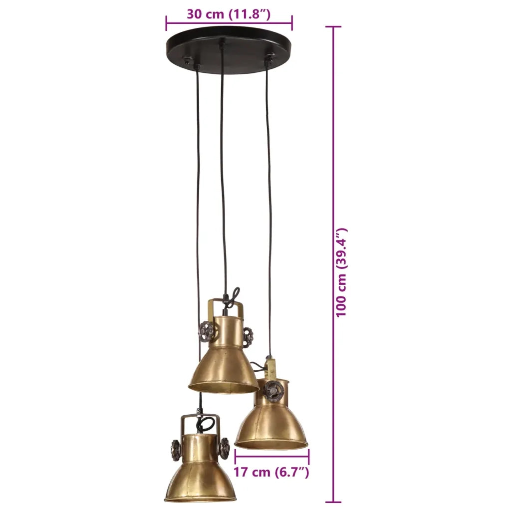 Lampada Pensile 25 W Ottone Anticato 30x30x100 cm E27 CFW5693200