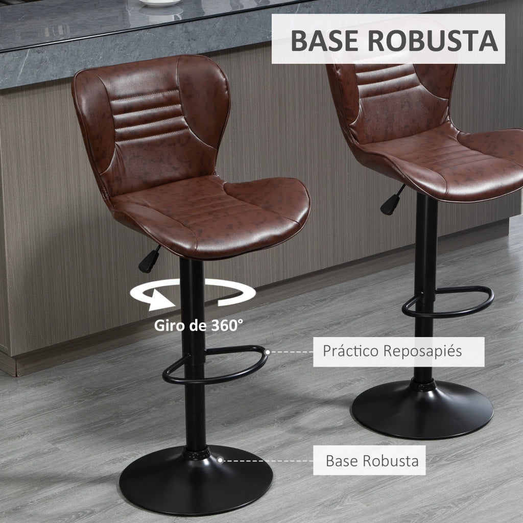 Sgabelli da Bar Regolabili in Altezza con Schienale e Poggiapiedi ¨C zephmum ¨C Marrone 46,5x54x88-108 cm