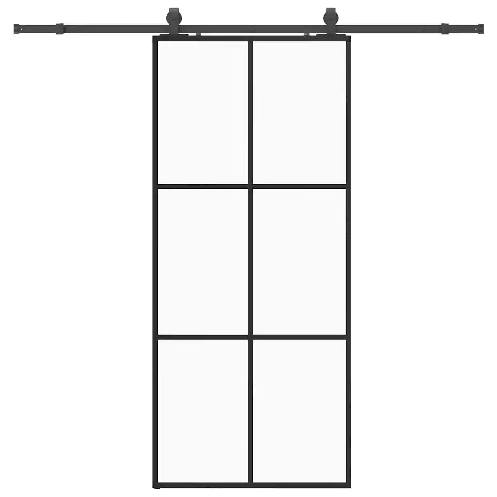 Porta Scorrevole con Ferramenta Nera 90x205 cm in Vetro ESG 3375925