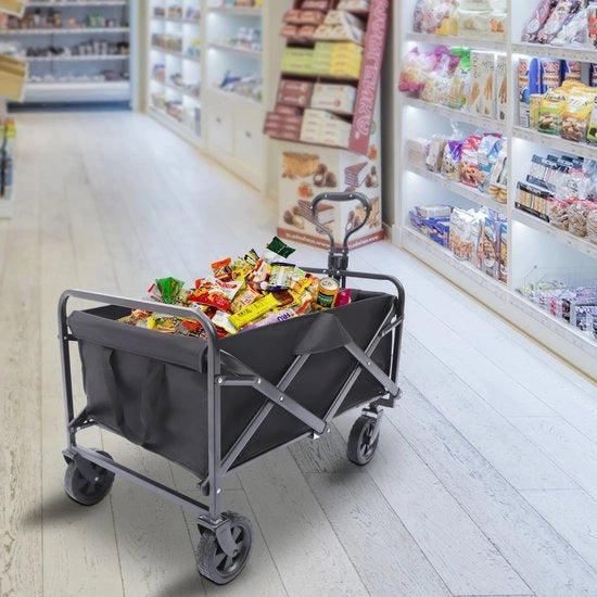 Carrello per spiaggia pieghevole - Portaoggetti - Carrello per animali - Carrello con ruote girevoli - Capacità di carico 80 kg.