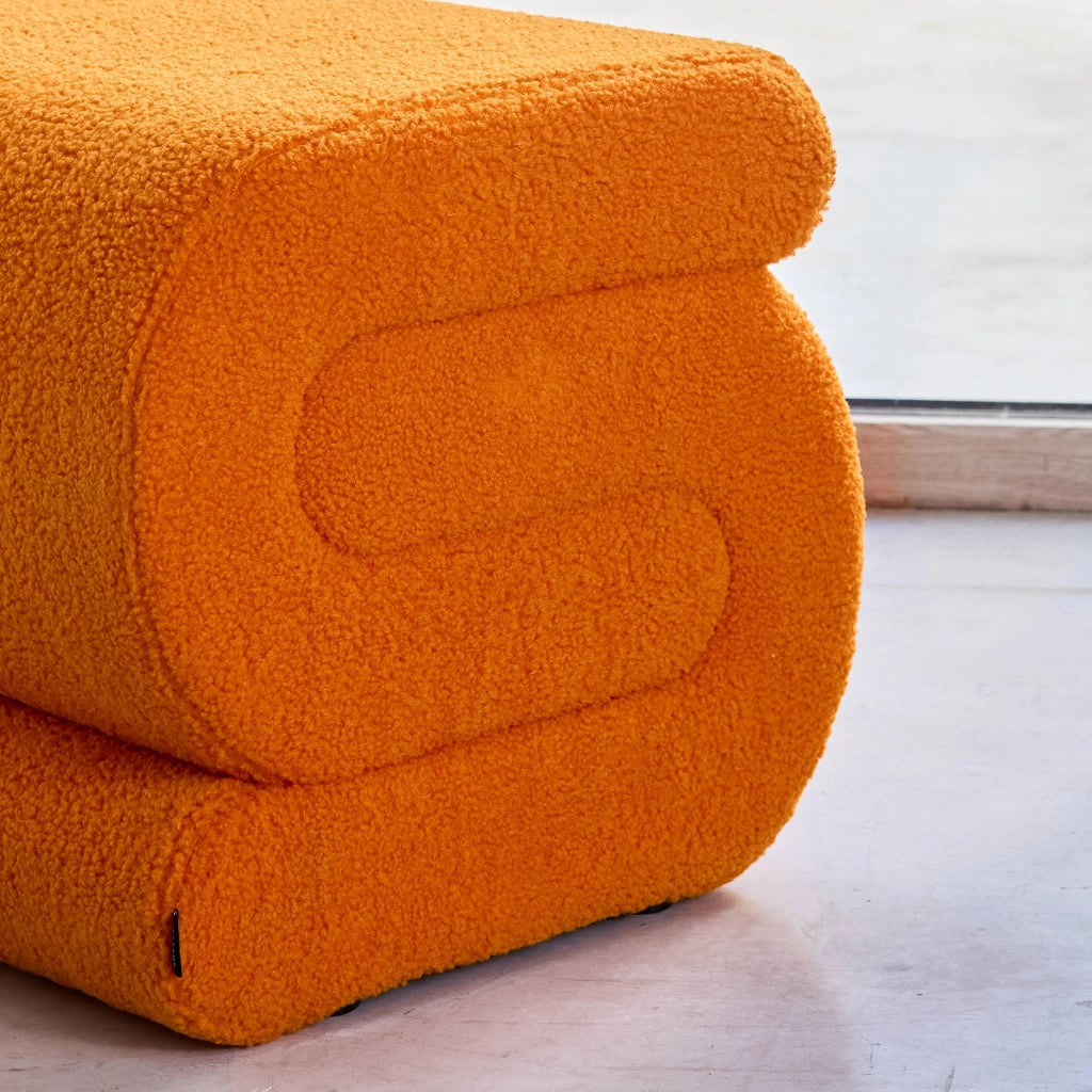 Pouf in bouclé, arancione