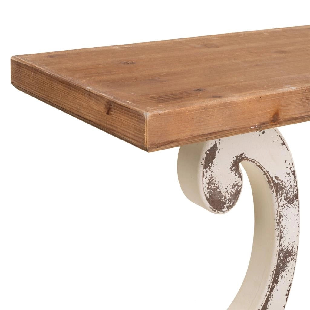 Mobile da ingresso in legno bianco intagliato 120x36x92h