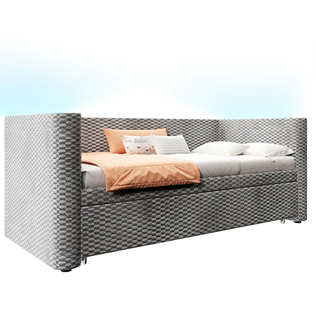 Tagesbett multifunzione velluto grigio 90x200 cm