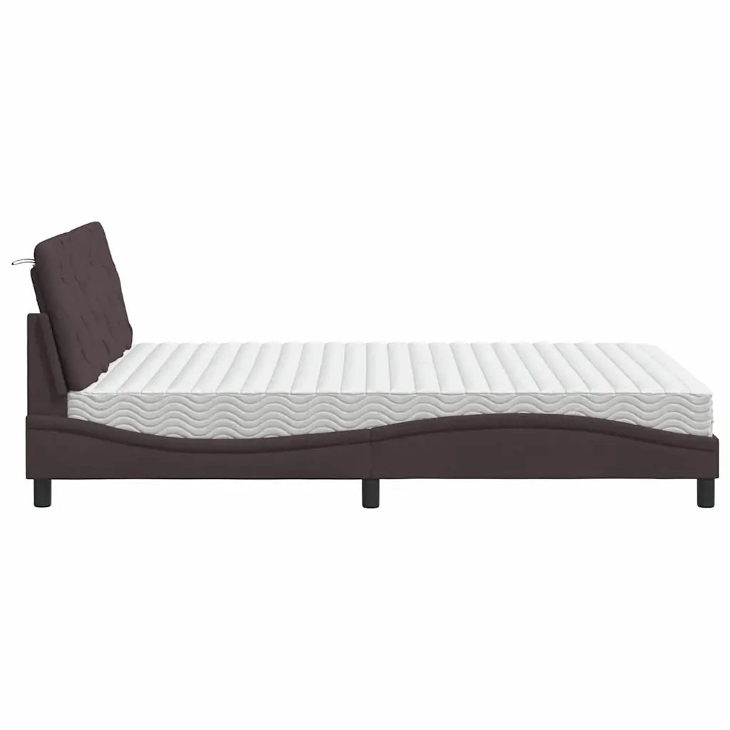 Letto con Materasso Marrone Scuro 140x190cm Tessuto 3310737