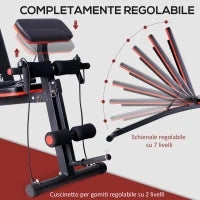 Panca Multifunzione Regolabile per Addominali,  Panca Pesi Palestra per Allenamento Braccia e Gambe 54x160x106cm, Nero e Rosso