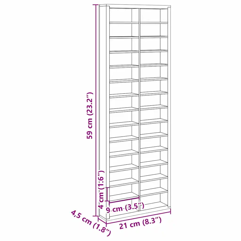 vidaXL Custodia per Esposizione Marrone 21 x 4.5 x 59 cm