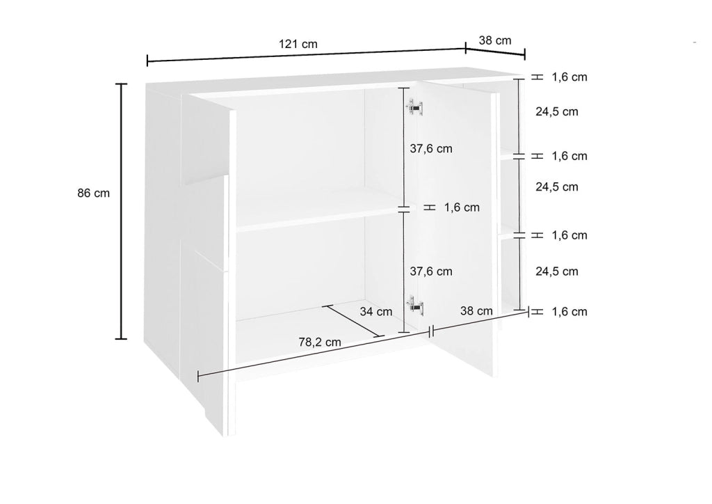 Mobile Multiuso 2 Ante 3 Vani Giorno 121,8x39,2x86 cm Ping Ardesia