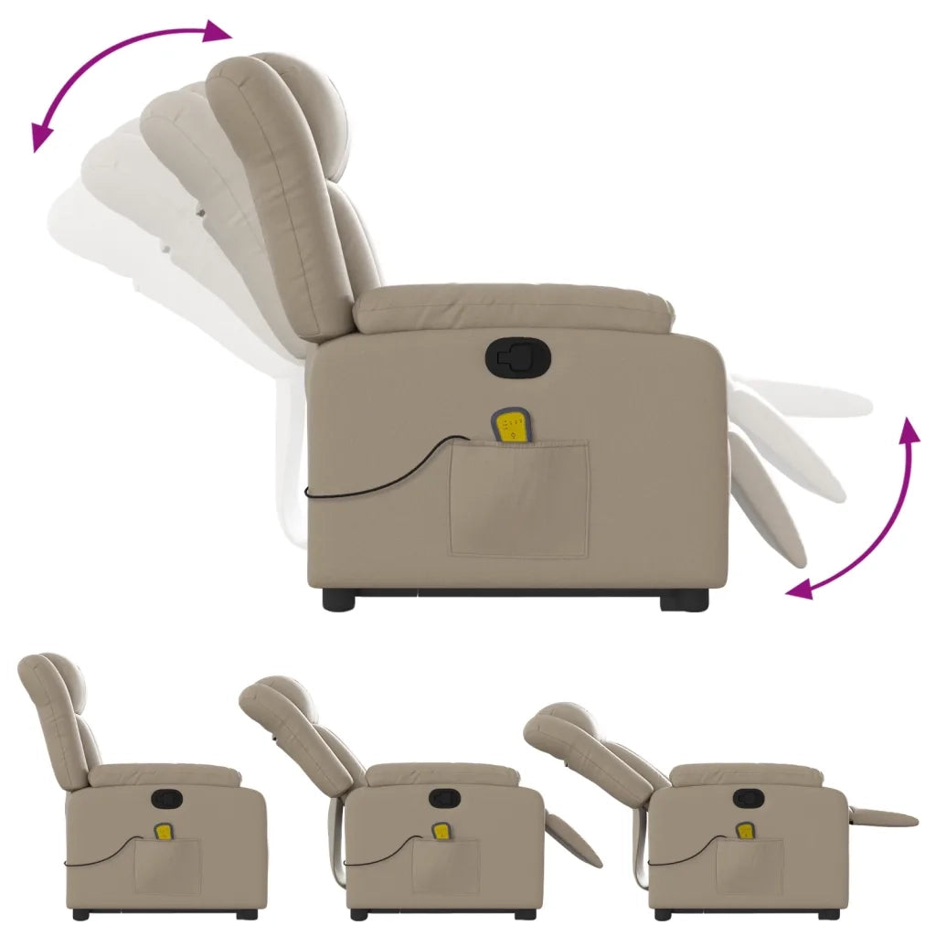 vidaXL Poltrona Alzapersone Massaggi Reclinabile Cappuccino Similpelle