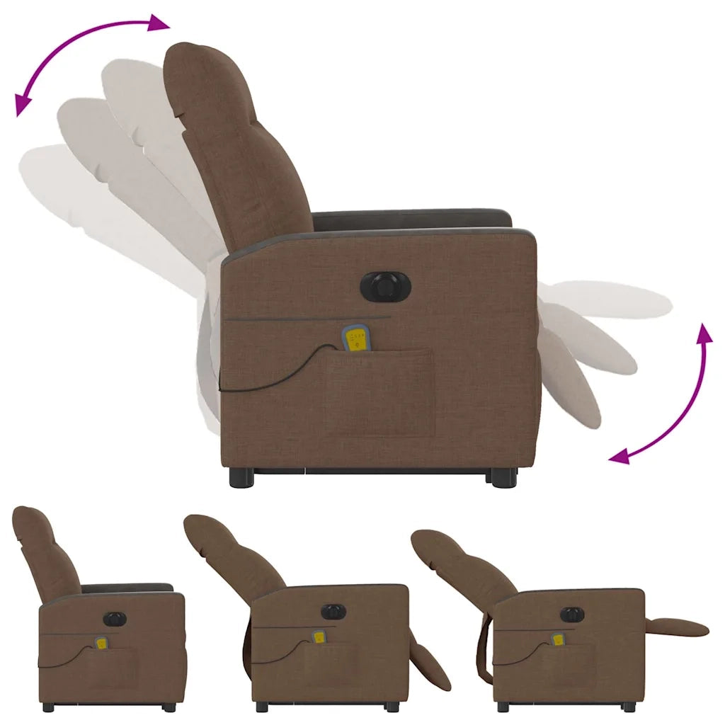 Poltrona Alzapersona Massaggiante Elettrica Marrone Tessuto 3324076