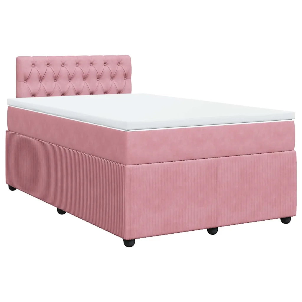 Giroletto a Molle con Materasso Rosa 120x200 cm in Velluto