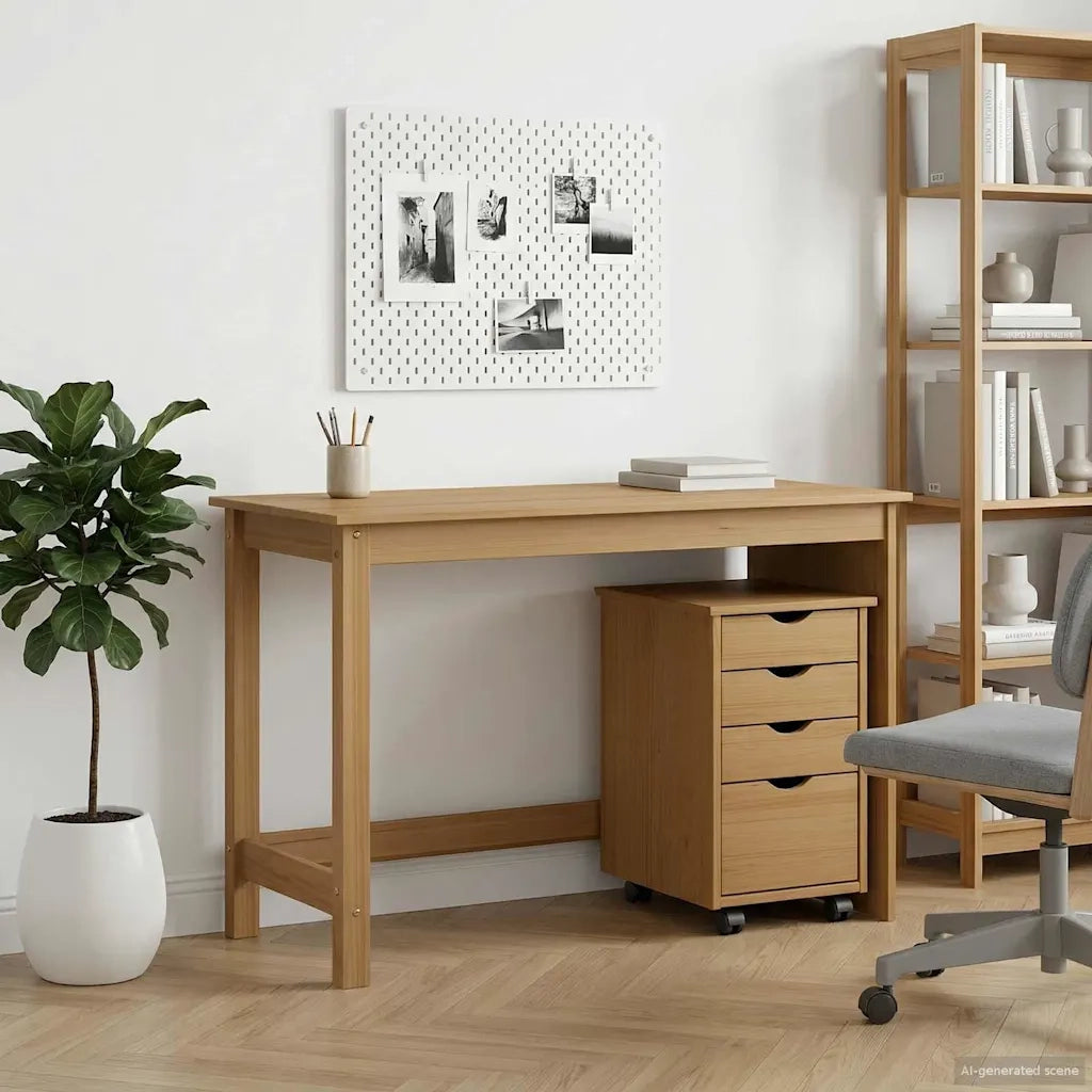 Set di Scrivania e Armadietto 2 pz Marrone Miele 3438765