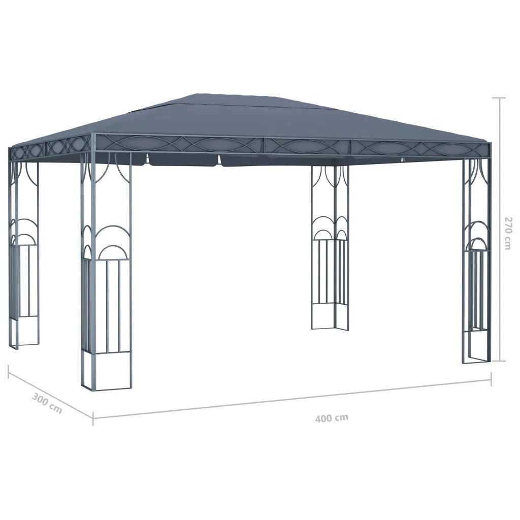 Gazebo con Stringa di Luci LED 400x300 cm Antracite