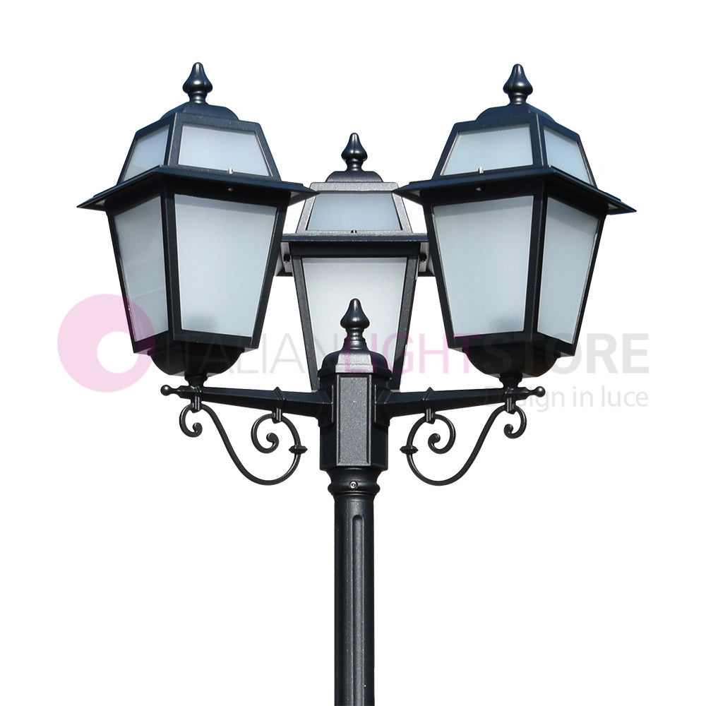 ARTEMIDE ANTRACITE Lampione h. 249 a 3 luci per Esterno Classico Lanterne Quadrate