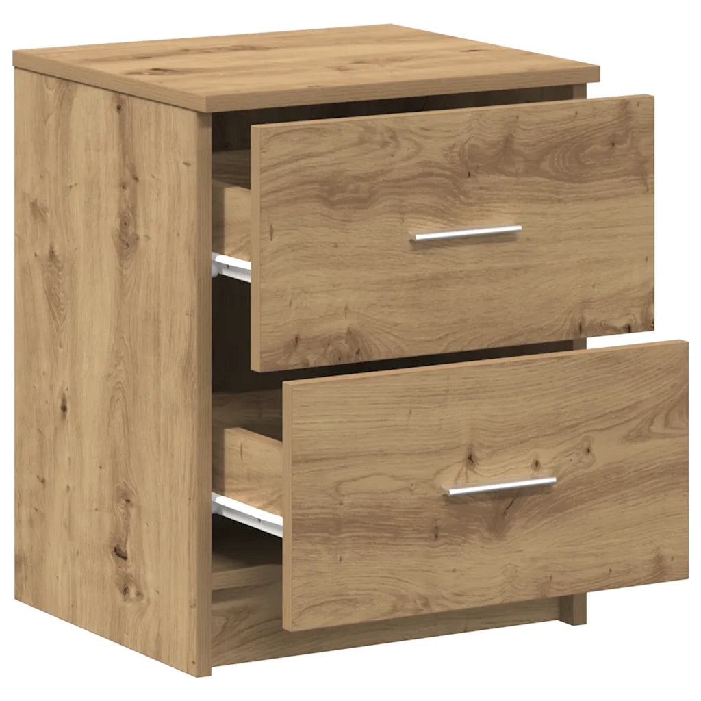 Comodini 2 pz con 2 cassetti rovere artigianale 40x36x50 cm 858802