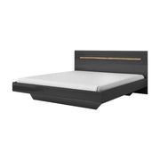 Letto adulto design 180x200 collezione LUCIA. Colori grigio e rovere.