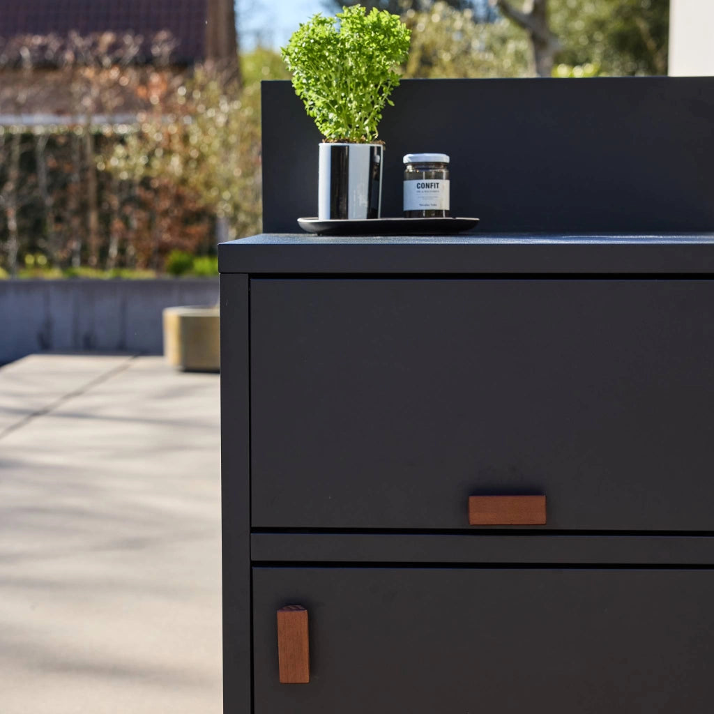 Cucina esterna in acciaio 2 porte, 60cm, nero