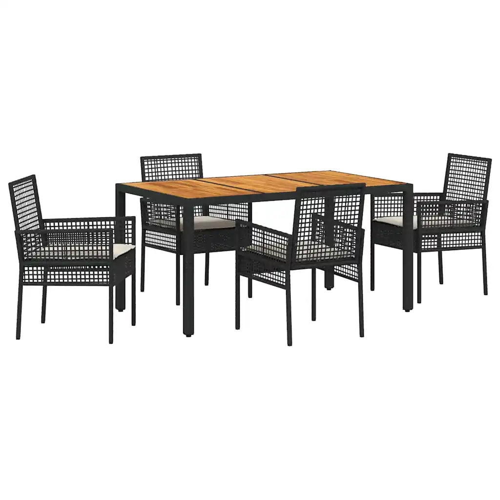 Set da Pranzo per Giardino 5 pcs Nero polyrattan 3334903
