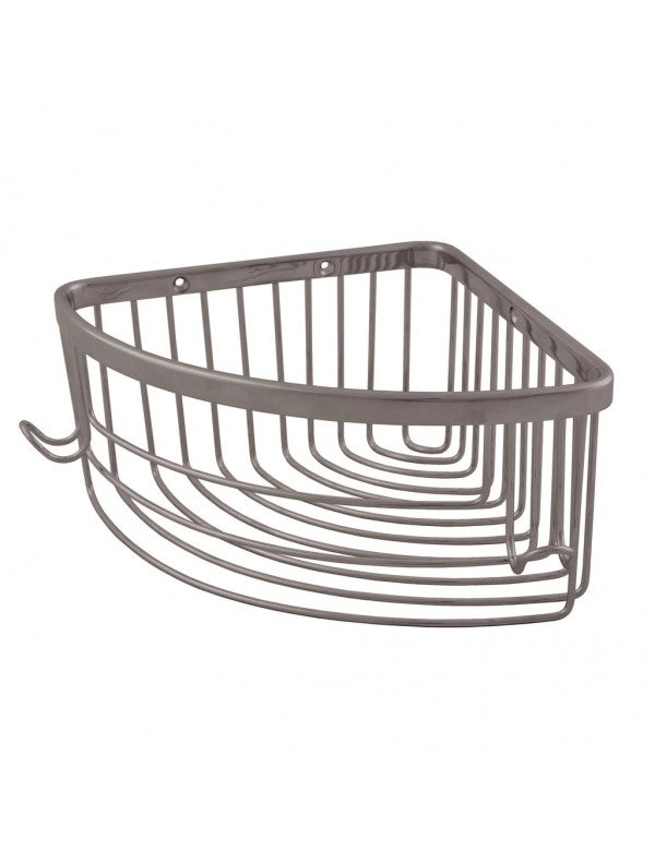 COLORADO Portasapone Angolare Triangolare in Metallo Spazzolato Grigio Ottone 20,5x20,5 cm