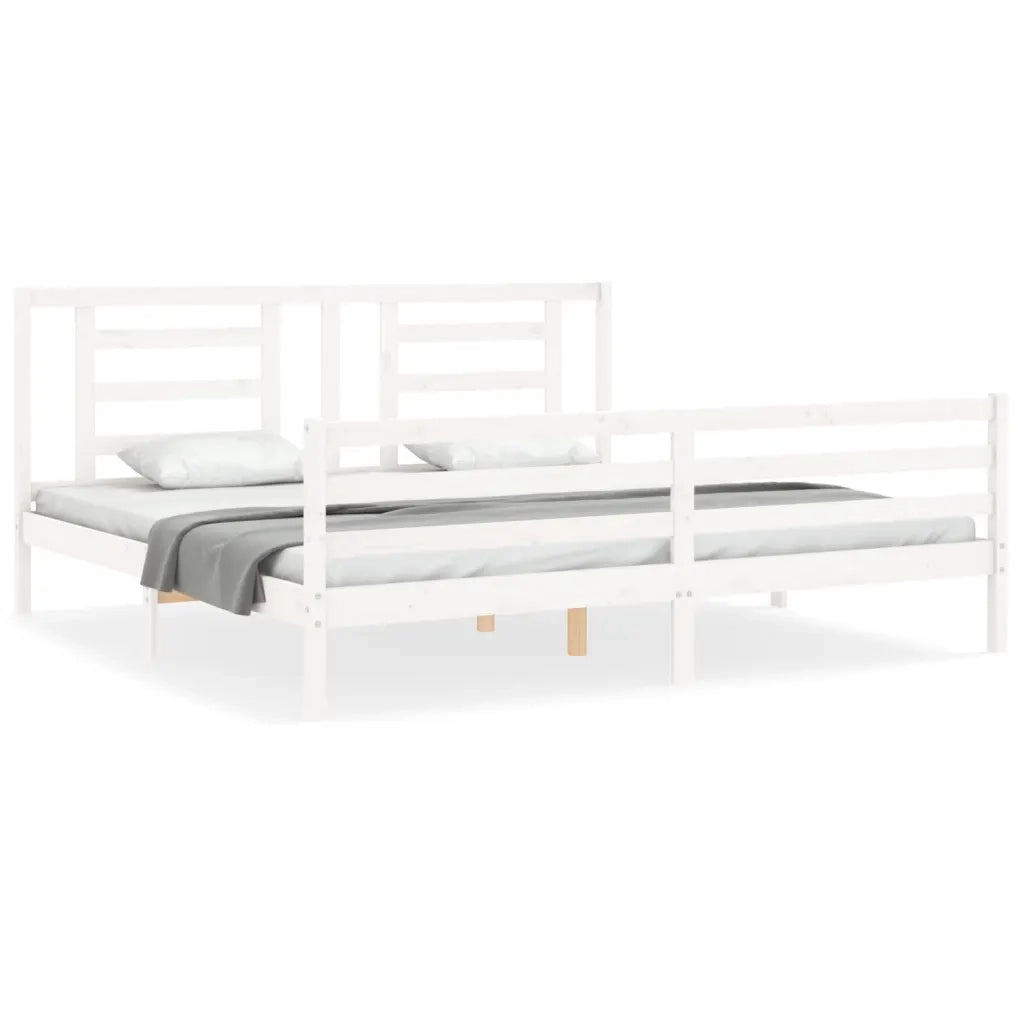 Giroletto con Testiera Bianco 200x200 cm in Legno Massellocod mxl 69809