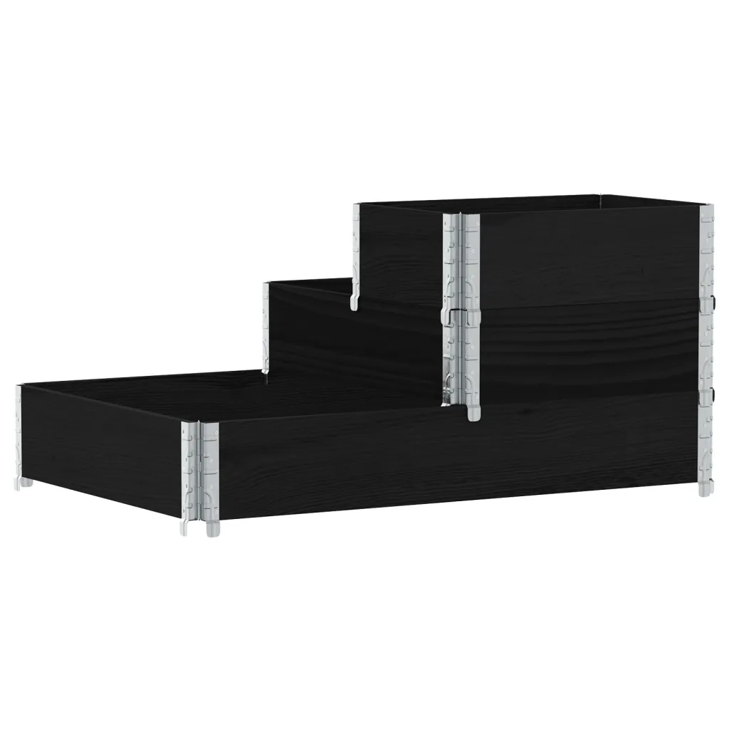 Fioriera Rialzata a 3 Livelli Nera 120x80 cm Legno di Pino 4010314
