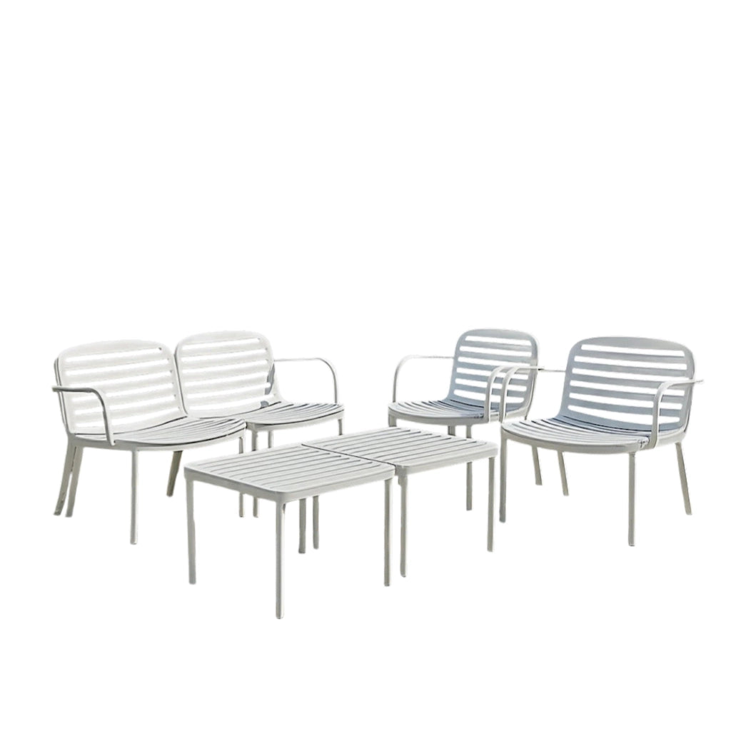 SET SALOTTO EROS BIANCO CON DIVANO, POLTRONE E TA.