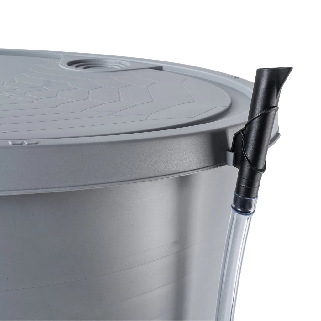 Serbatoio per acqua piovana KADAX 260L, kit di collegamento per barile d'acqua, base per rubinetto