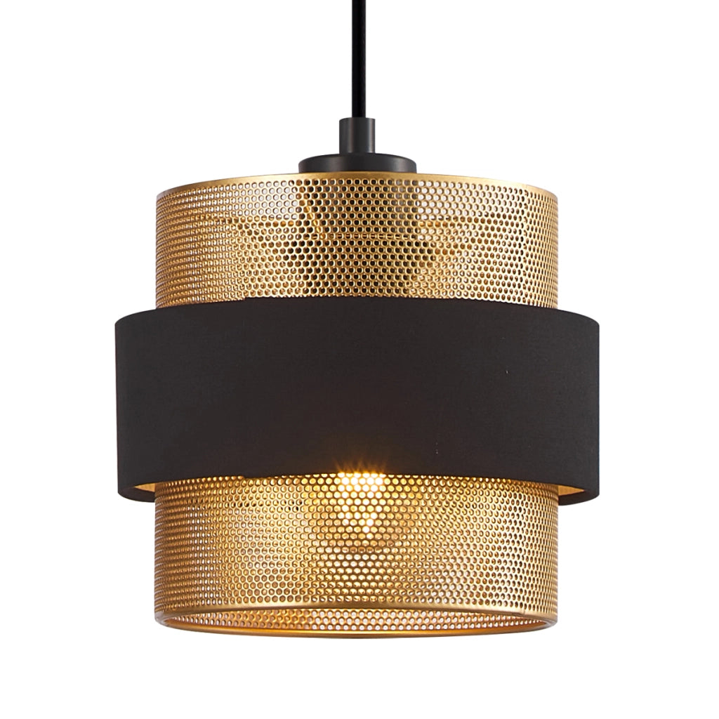 Lampada a sospensione BANS Italux nero oro 3xE27 su barra